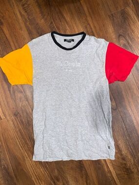 B. Cools Barney Cools Colorblock Tee with Yellow & Red Sleeves Size M SKU083